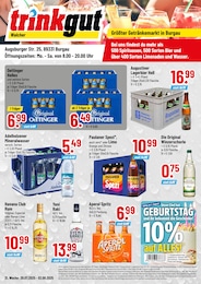 Trinkgut Prospekt für Offingen mit 4 Seiten Trinkgut Prospekt für Offingen: "Größter Getränkemarkt in Burgau", 4 Seiten, 28.07.2025 - 02.08.2025