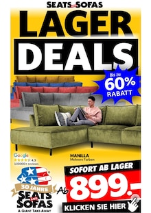 Couch im Seats and Sofas Prospekt "LAGER DEALS" mit 1 Seiten (Leipzig)