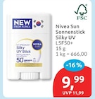 Sun Sonnenstick Silky UV LSF50+ von Nivea für 9,99 € bei budni im Angebot Sun Sonnenstick Silky UV LSF50+ von Nivea im aktuellen budni Prospekt