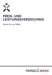 Targobank Banken Prospekt der aktuellen Woche mit 44 Seiten, gültig von 01.06.2026 bis 30.09.2026, in Drensteinfurt und Umgebung Aktueller Targobank Banken Prospekt in Drensteinfurt und Umgebung, "Preis- und Leistungsverzeichnis" mit 44 Seiten, 01.06.2026 - 30.09.2026
