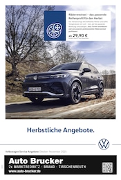 Volkswagen Prospekt „Herbstliche Angebote.“ für Brand, Oberpf und Umgebung mit 1 Seite Volkswagen Prospekt für Brand, Oberpf und Umgebung: „Herbstliche Angebote.“, 1 Seite, 01.09.2025 - 30.11.2025