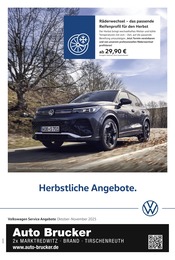 Aktueller Volkswagen Werkstatt & Auto Prospekt in Brand und Umgebung, "Herbstliche Angebote." mit 1 Seite, 01.09.2025 - 30.11.2025