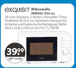 Mikrowelle MW900-030 ws im Angebot bei V-Markt in Regensburg Mikrowelle MW900-030 ws Angebote von exquisit bei V-Markt Regensburg für 39,99 €