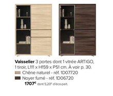 Vaisselier 3 portes dont 1 vitrée artigo - Gautier à Paris Vaisselier 3 portes dont 1 vitrée artigo en promo chez Gautier Paris à 1 707,00 €