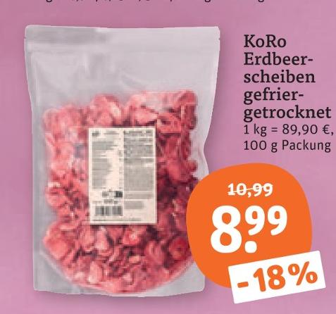 Erdbeerscheiben gefriergetrocknet bei tegut im Laufach Prospekt für 8,99 €