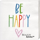 dm-drogerie markt Wertheim - Servietten "BE HAPPY" (33x33 cm) Angebot im Prospekt Servietten "BE HAPPY" (33x33 cm) bei dm-drogerie markt im Wertheim Prospekt für 1,95 €