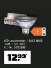LED Leuchtmittel BASE MR16 im OBI Prospekt LED Leuchtmittel BASE MR16 im aktuellen OBI Prospekt für 12,99 €