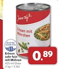 Erbsen sehr fein mit Möhrchen bei combi im Prospekt "" für 0,89 €