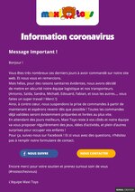 Catalogue Maxitoys "Information Coronavirus", 1 pages, à Thiais, 31/03/2020 - 30/04/2020 Prospectus Maxitoys "Information Coronavirus", 1 pages, à Thiais, 31/03/2020 - 30/04/2020
