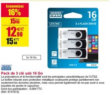 Pack de 3 clé usb 16 Go - Office DEPOT à Livry-Gargan Pack de 3 clé usb 16 Go en promo chez Office DEPOT Livry-Gargan à 15,48 €
