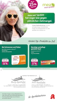 mea - meine apotheke Prospekt der Woche "Unsere Juli-Angebote" Seite 1, 01.07.2025 bis 31.07.2025 für Polle Aktueller mea - meine apotheke Prospekt "Unsere Juli-Angebote" Seite 1 von 4 Seiten für Polle