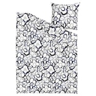 Aktuelles Bettwäsche-Set, 2-teilig weiß schwarz/blau Blumenmuster 140x200/80x80 cm Angebot bei IKEA in Duisburg ab 14,99 €