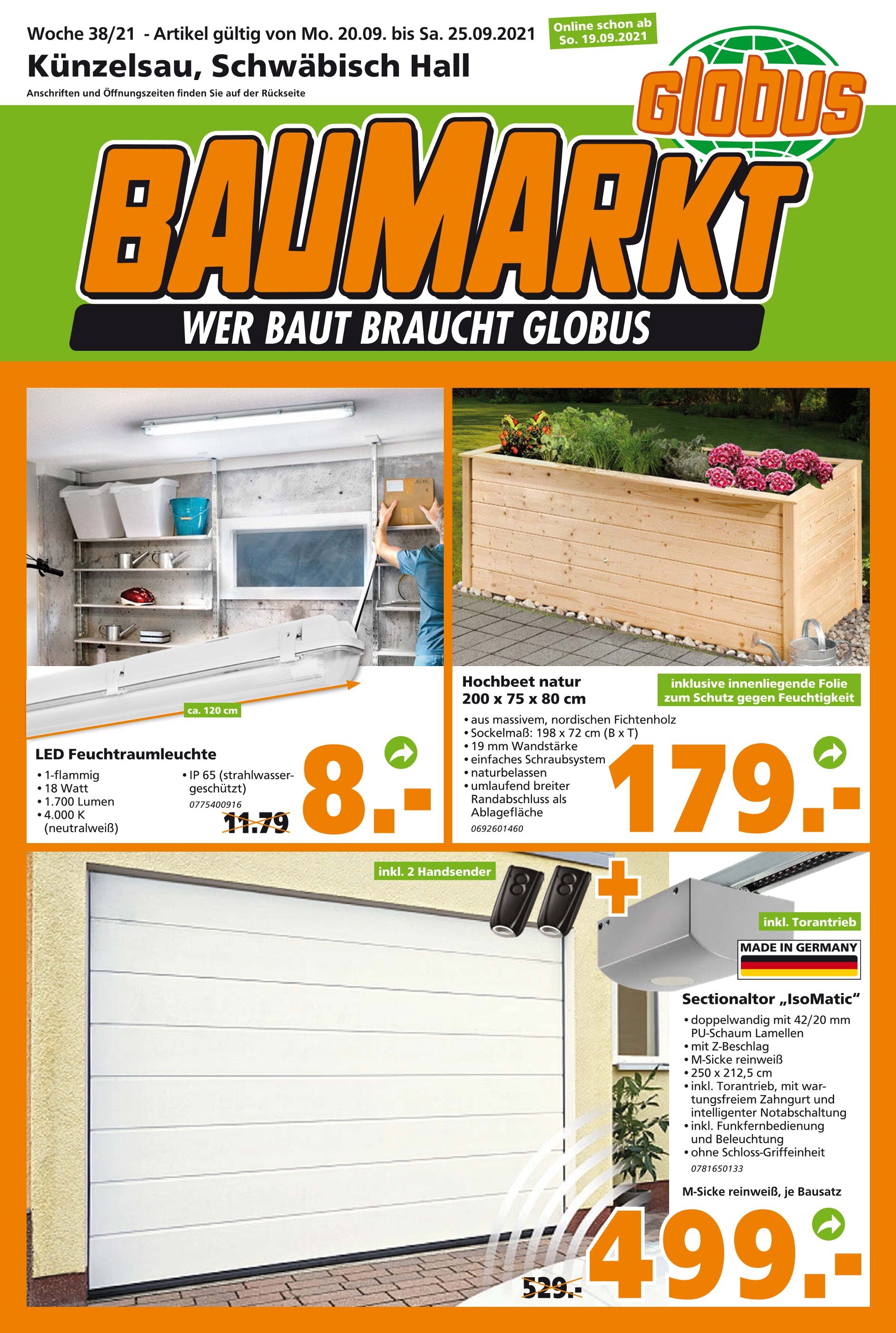Globus-Baumarkt Prospekt für Mainhardt mit 14 Seiten Globus-Baumarkt Prospekt für Mainhardt: "WER BAUT BRAUCHT GLOBUS", 14 Seiten, 19.09.2021 - 25.09.2021