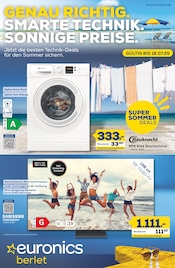 Flachbildfernseher im EURONICS Prospekt in Lüdenscheid Aktueller EURONICS Prospekt mit Flachbildfernseher, "GENAU RICHTIG. SMARTE TECHNIK. SONNIGE PREISE.", Seite 1