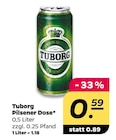 Pilsener Dose von Tuborg für 0,59 € bei Netto mit dem Scottie im Angebot Pilsener Dose von Tuborg im aktuellen Netto mit dem Scottie Prospekt