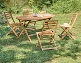 Set repas pliant bois 4 personnes en promo chez Intermarché Super Tourcoing à 129,99 €