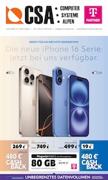 CSA Computer Prospekt: "BEREIT FÜR DIE NÄCHSTE GENERATION? Die neue iPhone 16 Serie: Jetzt bei uns verfügbar.", 8 Seiten, 01.10.2024 - 31.10.2024