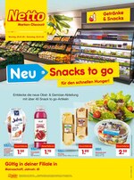 Netto Marken-Discount Prospekt "Snacks to go für den schnellen Hunger!", 2 Seiten, für Eppertshausen, 20.01.2020 - 25.01.2020 Netto Marken-Discount Prospekt "Snacks to go für den schnellen Hunger!", 2 Seiten, für Eppertshausen, 20.01.2020 - 25.01.2020