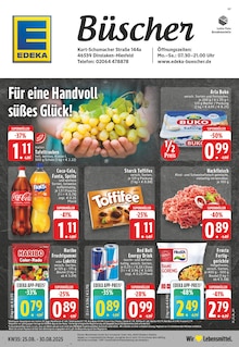 EDEKA Prospekt der Woche "Aktuelle Angebote" Seite 1, 25.08.2025 bis 30.08.2025 für Oberhausen Aktueller EDEKA Prospekt "Aktuelle Angebote" Seite 1 von 24 Seiten für Oberhausen