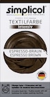 Textilfarbe Espresso-Braun oder Mint-Petrol oder Rubin-Rot von simplicol für 5,99 € bei Rossmann im Angebot Textilfarbe Espresso-Braun oder Mint-Petrol oder Rubin-Rot von simplicol im aktuellen Rossmann Prospekt