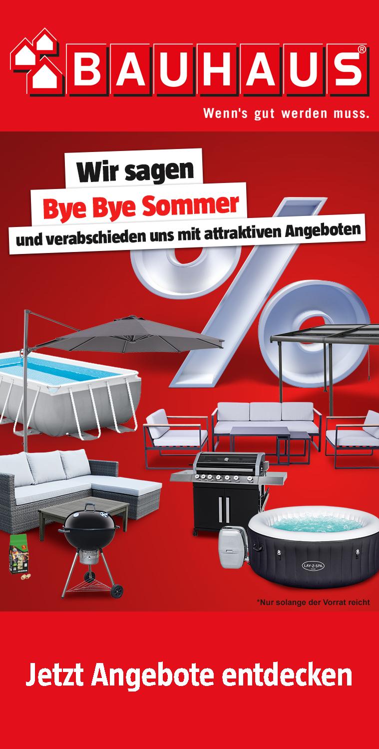BAUHAUS Prospekt für Eschborn mit 1 Seite BAUHAUS Prospekt für Eschborn: "Bye Bye Sommer", 1 Seite, 10.09.2021 - 16.10.2021