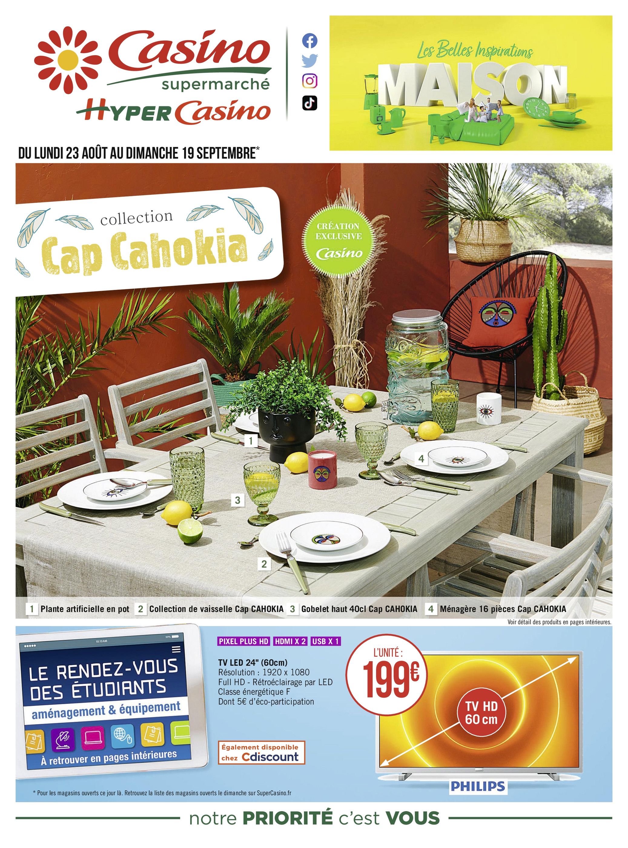 Catalogue Casino Supermarchés à Courbevoie, avec 22 pages Prospectus Casino Supermarchés à Courbevoie, "Les belles inspirations maison", 22 pages, 23/08/2021 - 19/09/2021