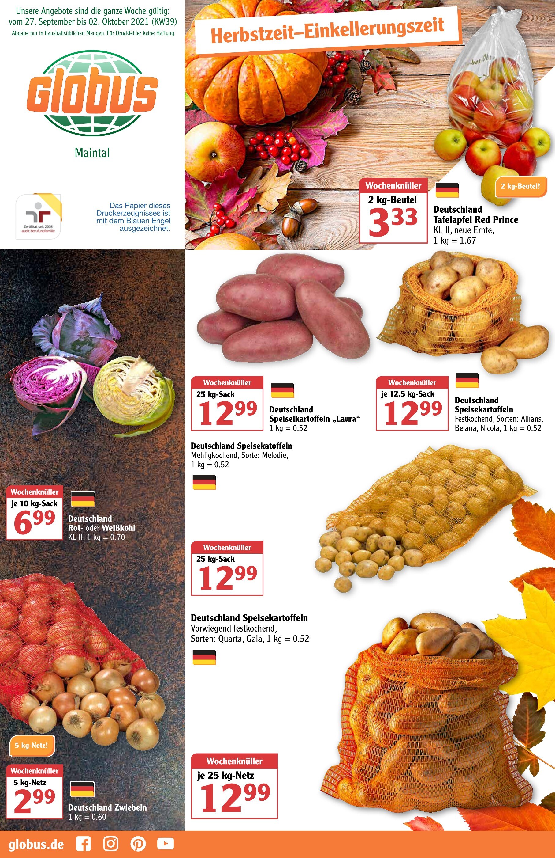 Globus Prospekt für Rodenbach mit 42 Seiten Globus Prospekt für Rodenbach: "Aktuelle Angebote", 42 Seiten, 27.09.2021 - 02.10.2021