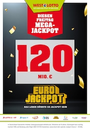 Westlotto Prospekt: "Diesen Freitag Megajackpot 120 Mio. €", 3 Seiten, 13.11.2024 - 15.11.2024