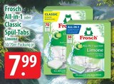 Frosch All-in-1 oder Classic Spül-Tabs Limone Angebote bei famila Nordost Stralsund für 7,99 €