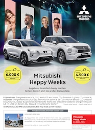 Mitsubishi Prospekt für Nürtingen mit 1 Seite Mitsubishi Prospekt für Nürtingen: "Mitsubishi Happy Weeks", 1 Seite, 16.03.2026 - 12.04.2026