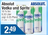 Vodka und Sprite von Absolut im aktuellen Getränke City Prospekt für 2,49 €