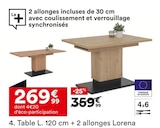 Table L. 120 cm + 2 allonges Lorena - But Table L. 120 cm + 2 allonges Lorena à 269,99 € dans le catalogue But