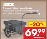 Transport-/Fahrradanhänger im Angebot bei Netto Marken-Discount in Amberg Transport-/Fahrradanhänger Angebote von JUSKYS bei Netto Marken-Discount Amberg für 69,99 €
