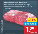 Aktuelles Brust vom Irischen Weiderind Angebot bei Netto Marken-Discount in Heilbronn ab 1,39 €