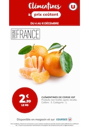 Catalogue Supermarchés U Express en cours à Melleran et alentours, "Clémentines à prix coûtant", 1 page, 04/12/2025 - 06/12/2025