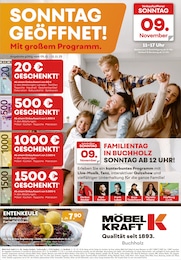 Möbel Kraft Prospekt für Tostedt mit 1 Seite Möbel Kraft Prospekt für Tostedt: "SONNTAG GEÖFFNET!", 1 Seite, 05.11.2025 - 11.11.2025