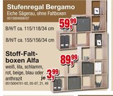 Stufenregal Bergamo oder Stoff-Faltboxen im Angebot bei Die Möbelfundgrube in Bad Kreuznach Stufenregal Bergamo oder Stoff-Faltboxen Angebote bei Die Möbelfundgrube Bad Kreuznach für 3,99 €