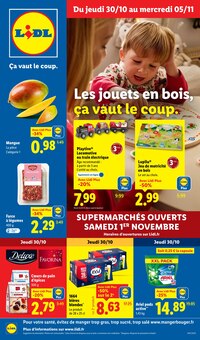 Catalogue Lidl de la semaine 44, "Les jouets en bois, ça vaut le coup.", page 1, 30/10/2025 - 05/11/2025 Prospectus Lidl en cours, "Les jouets en bois, ça vaut le coup.", page 1 sur 82