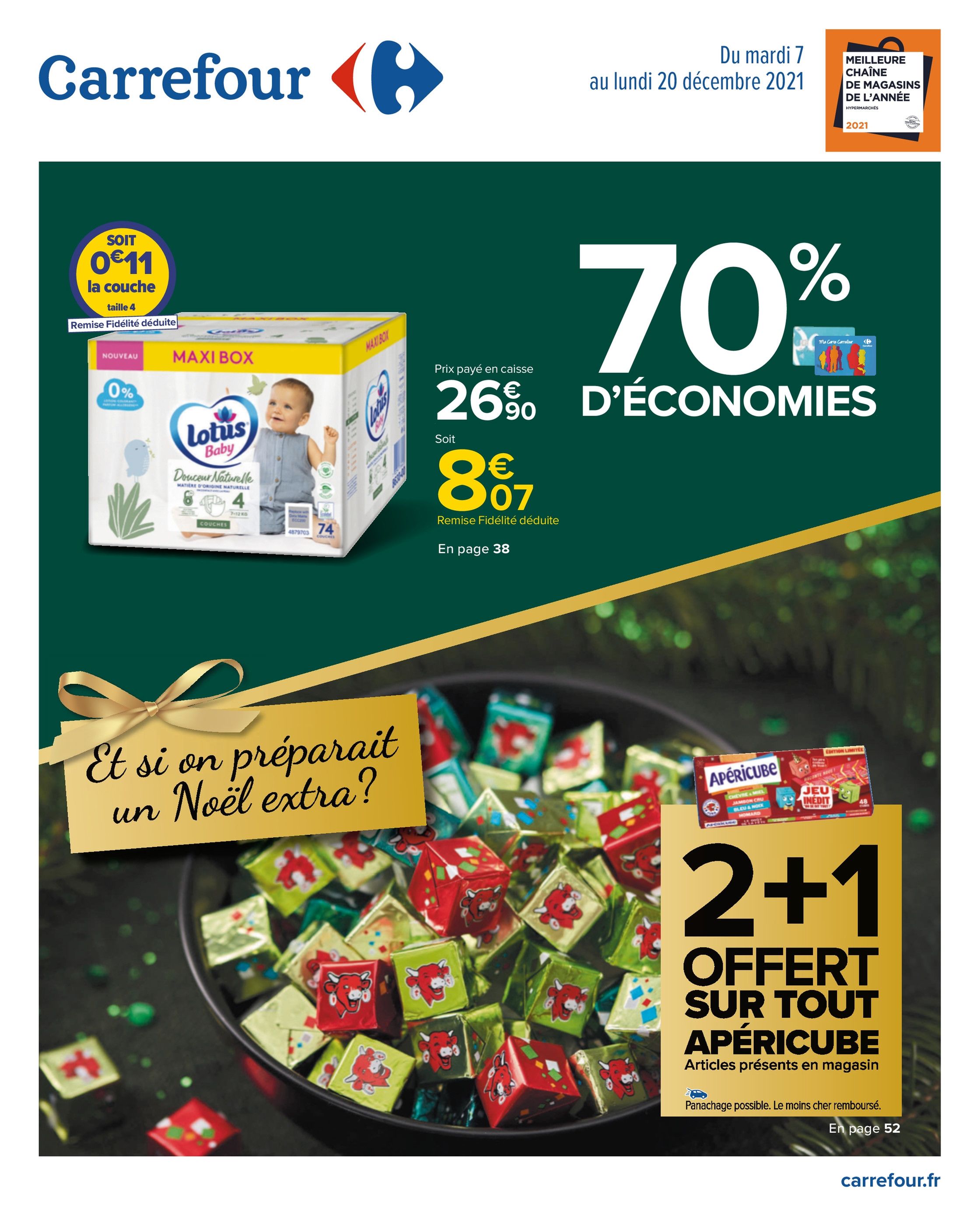 Catalogue Carrefour à Marseille, avec 96 pages Prospectus Carrefour à Marseille, "70% d'économies", 96 pages, 07/12/2021 - 20/12/2021