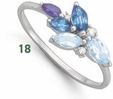 bague aigues-marines, saphirs, cordiérite et diamants 0,03 ct, taille 54, or gris 1,77 g, à E.Leclerc dans Pagny-lès-Goin