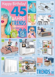 Trends Prospekt für Schermbeck mit 4 Seiten Trends Prospekt für Schermbeck: "HAPPY BIRTHDAY! - 45 JAHRE TRENDS", 4 Seiten, 04.01.2025 - 10.01.2025