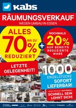 Kabs Prospekt für Düsseldorf mit 2 Seiten Kabs Prospekt für Düsseldorf: "Räumungsverkauf", 2 Seiten, 12.08.2020 - 31.08.2020