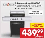3-Brenner Gasgrill S33OG im Angebot bei Netto Marken-Discount in Eberswalde 3-Brenner Gasgrill S33OG Angebote von Grillfürst bei Netto Marken-Discount Eberswalde für 439,99 €