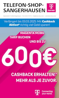 Telefon Shop Sangerhausen Prospekt Verlängert bis zum 03.03.2025: Mit Cashback Aktion richtig viel Geld sparen! mit 8 Seiten