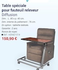 Table spéciale pour fauteuil releveur - DIFFUSION à 150,90 € dans le catalogue Technicien de Santé