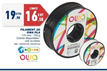Cartouche Imprimante - OWA PLA dans le catalogue Bureau Vallée FILAMENT 3D - OWA PLA à 19,60 € en promo chez Bureau Vallée