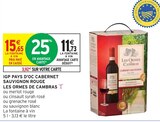 IGP Pays d'oc Cabernet Sauvignon Rouge - Les Ormes de Cambras en promo chez Intermarché Avignon à 11,73 €