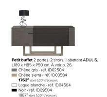 Petit buffet 2 portes, 2 tiroirs, 1 abattant adulis - Gautier à Bordeaux Petit buffet 2 portes, 2 tiroirs, 1 abattant adulis en promo chez Gautier Bordeaux à 1 763,00 €