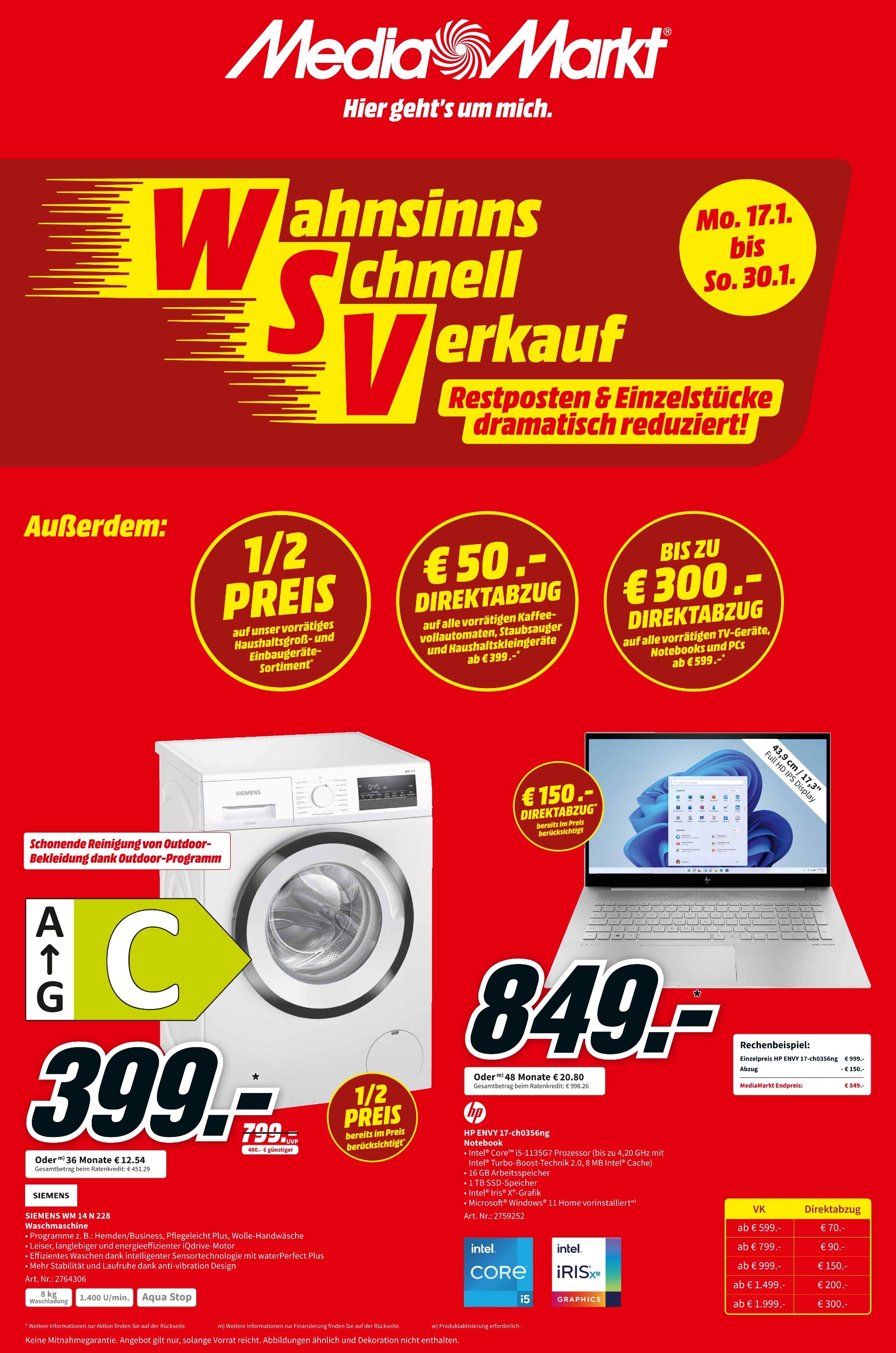 Media-Markt Prospekt für Steinach mit 13 Seiten Media-Markt Prospekt für Steinach: "Wahnsinns Schnell Verkauf", 13 Seiten, 17.01.2022 - 30.01.2022