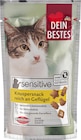 Katzenleckerli Knuspersnack sensitive reich an Geflügel Angebote von Dein Bestes bei dm-drogerie markt Freital für 0,55 €